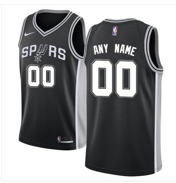 Men's Nike Spurs Personalized Custom Black Icon Edition Jersey