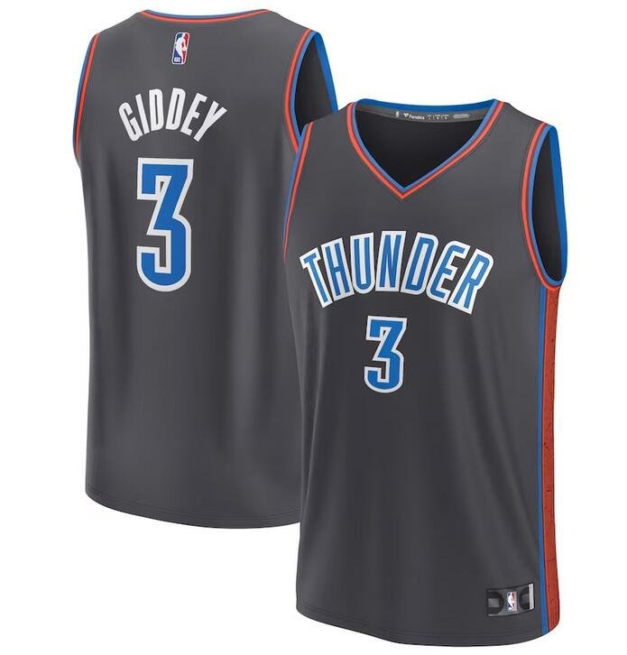 Men's Oklahoma City Thunder #3 Josh Giddey 202223 Black City Edition Stitched Basketball Jersey