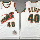 Men's Oklahoma City Thunder #40 Shawn Kemp White SuperSonics Stitched Basketball Jersey