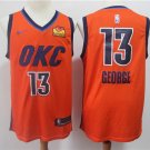 Men's Oklahoma City Thunder Paul George Basketball Jersey Orange Earned Edition Embroidered