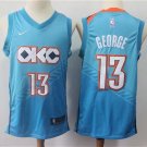 Men's Oklahoma City Thunder Paul George Blue City Edition Basketball Jersey Embroidered