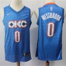 Men's Oklahoma City Thunder Russell Westbrook Basketball Jersey Blue City Edition Embroidered