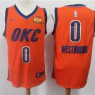Men's Oklahoma City Thunder Russell Westbrook Basketball Jersey Orange Earned Edition Embroidered