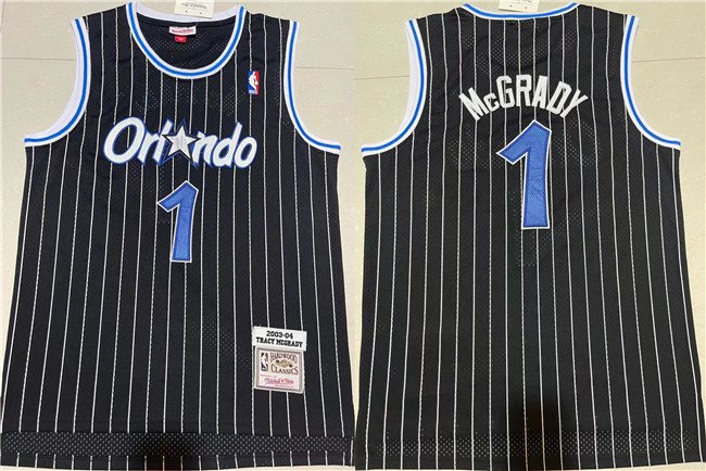 Men's Orlando Magic #1 Tracy McGrady Black Stitched Basketball Jersey