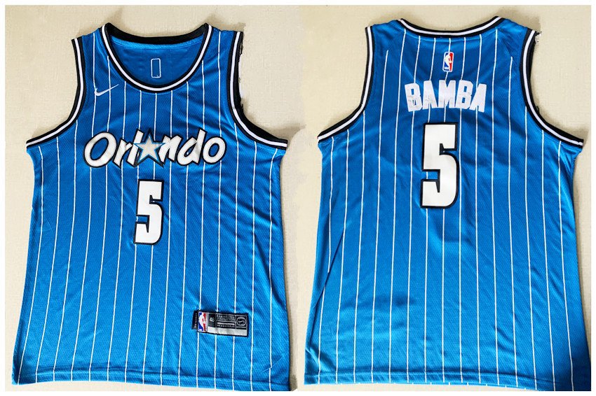Men's Orlando Magic Mohamed Bamba Blue Throwback Basketball Jersey Embroidered