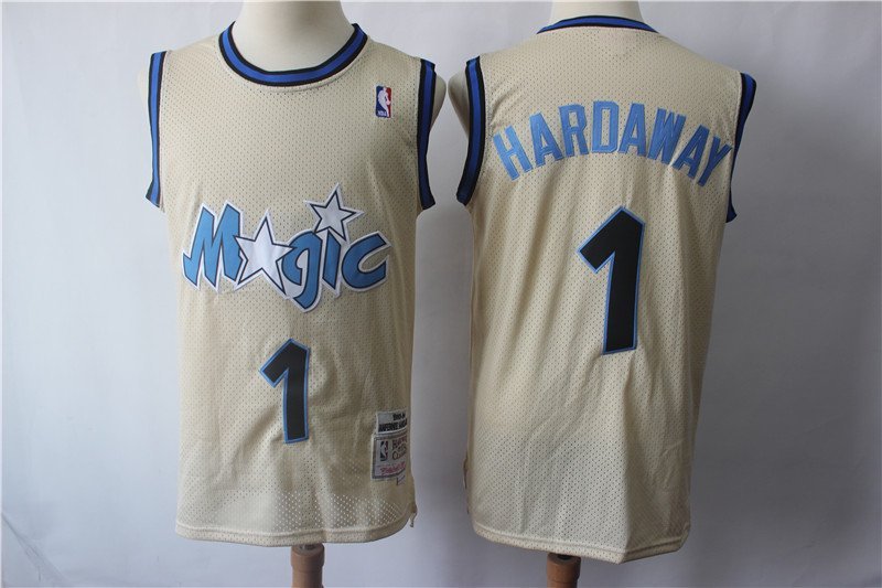 Men's Orlando Magic Penny Hardaway Cream Throwback Basketball Jersey Embroidered