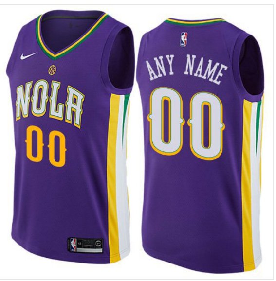 Men's Pelicans Personalized Custom Purple City Edition jersey