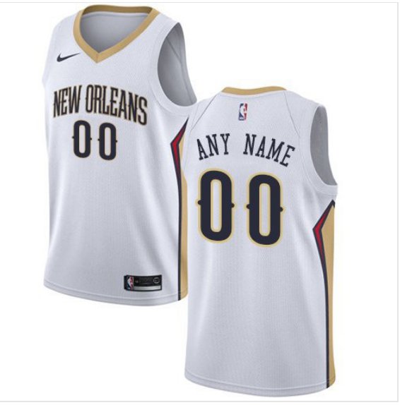 Men's Pelicans Personalized Custom White Association Edition jersey