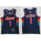 Men's Philadelphia 76ers #1 James Harden Navy Blue Stitched Jersey