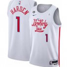 Men's Philadelphia 76ers #1 James Harden White 202223 City Edition Stitched Basketball Jersey