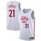 Men's Philadelphia 76ers #21 Joel Embiid White 202223 City Edition Stitched Basketball Jersey