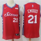 Men's Philadelphia 76ers Joel Embiid Red Basketball Jersey Embroidered