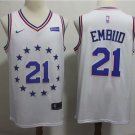 Men's Philadelphia 76ers Joel Embiid White Earned Edition Basketball Jersey Embroidered