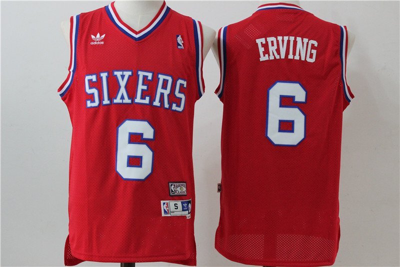 Men's Philadelphia 76ers Julius Erving Red Throwback Basketball Jerseys Embroidered