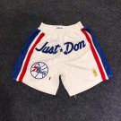 Men's Philadelphia 76ers White Throwback Basketball Shorts Embroidered