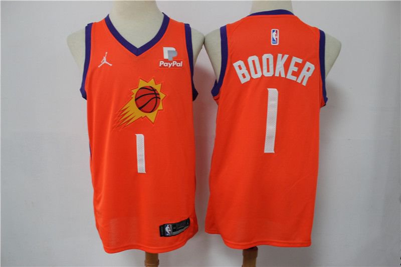 Men's Phoenix Suns #1 Booker Orange Game 2021 Jersey