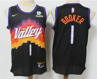 Men's Phoenix Suns #1 Devin Booker Black 2021 City Edition Swingman Jersey