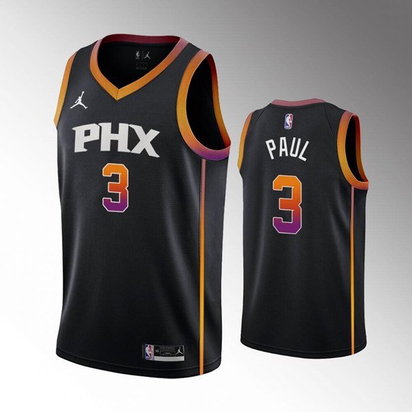 Men's Phoenix Suns #3 Chris Paul Balck Stitched Jersey