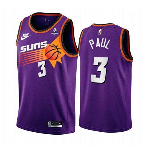 Men's Phoenix Suns #3 Chris Paul Purple Stitched Jersey