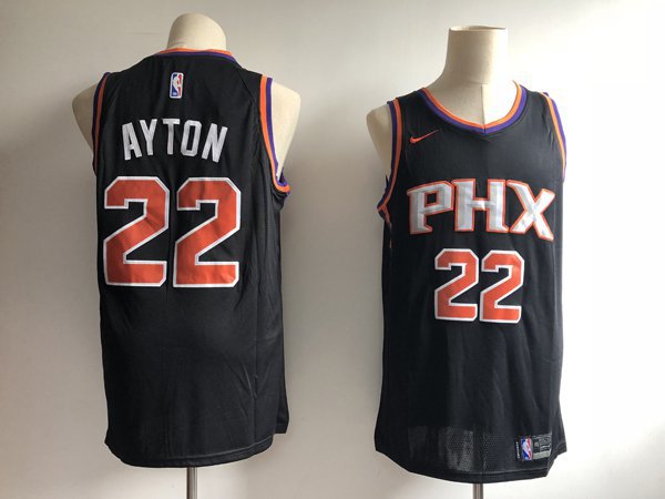 Men's Phoenix Suns #22 Deandre Ayton Black Swingman Stitched Jersey