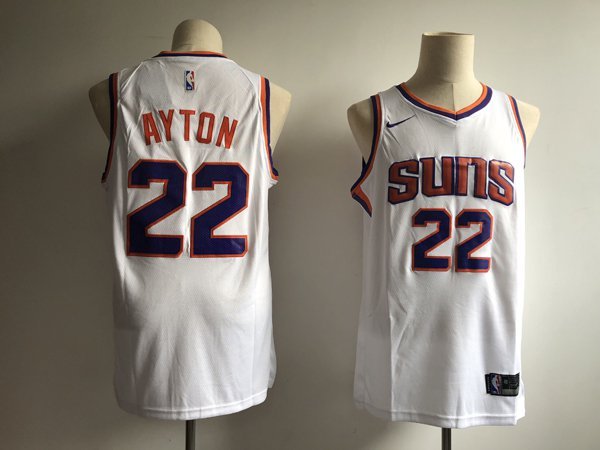 Men's Phoenix Suns #22 Deandre Ayton White Swingman Stitched Jersey