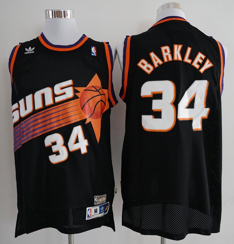 Men's Phoenix Suns Charles Barkley Black Throwback Basketball Jersey Embroidered