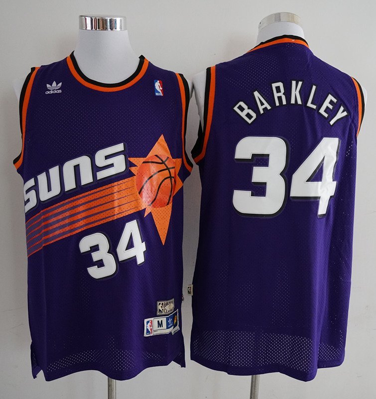 Men's Phoenix Suns Charles Barkley Purple Throwback Basketball Jersey Embroidered