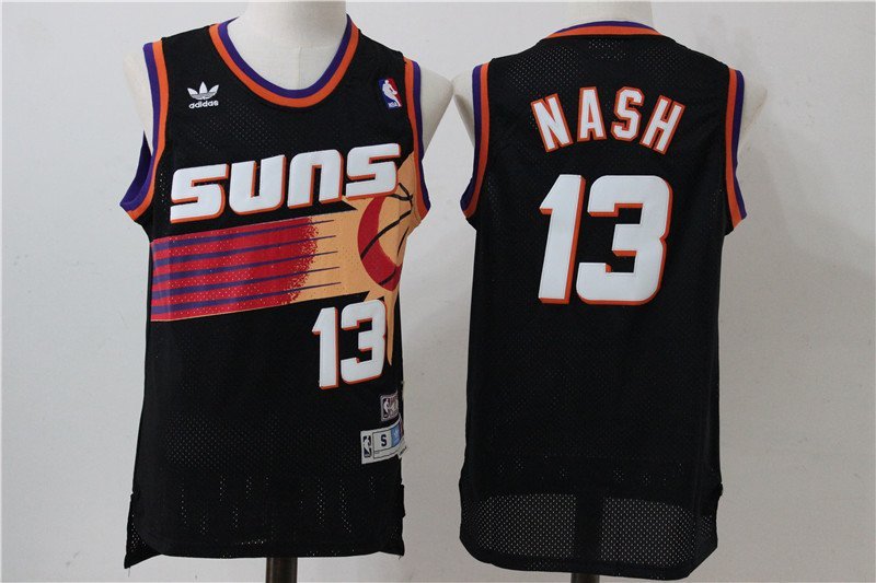 Men's Phoenix Suns Steve Nash Black Throwback Basketball Jersey Embroidered