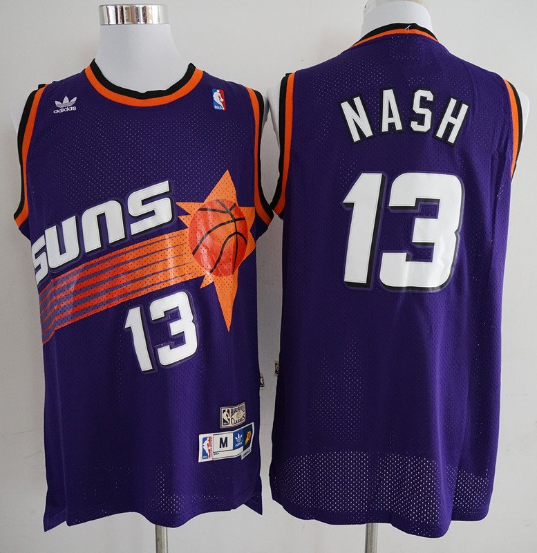 Men's Phoenix Suns Steve Nash Purple Throwback Basketball Jersey Embroidered