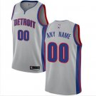 Men's Pistons Personalized Custom Silver Statement Edition jersey