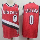 Men's Portland Trail Blazers Bape Damian Lillard Red Basketball Jersey Embroidered