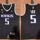 Men's Sacramento Kings #5 De'Aaron Fox Black No.6 Patch Stitched Baseball Jersey