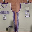 Men's Sacramento Kings #5 De'Aaron Fox Gray No.6 Patch Stitched Baseball Jersey