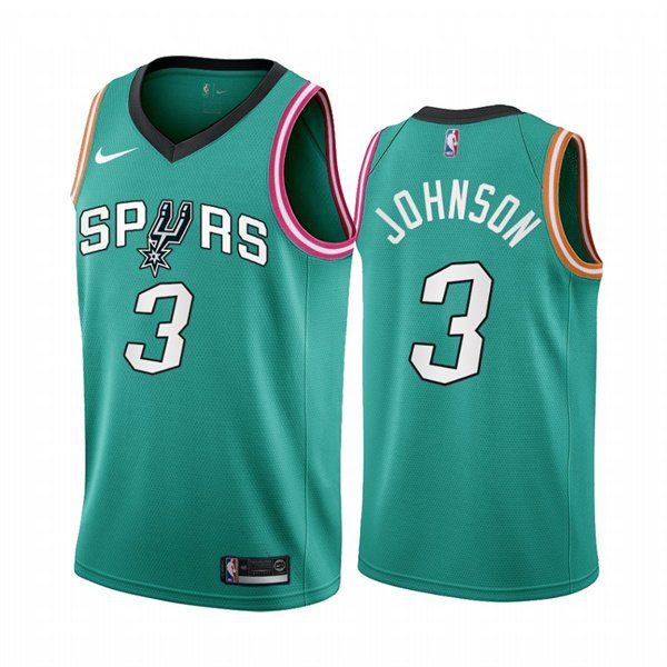 Men's San Antonio Spurs #3 Keldon Johnson 202223 Teal City Edition Stitched Jersey