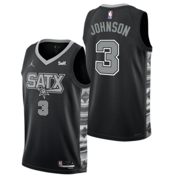 Men's San Antonio Spurs #3 Keldon Johnson Black 202223 Statement Edition Stitched Basketball Jersey