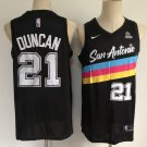 Men's San Antonio Spurs #21 Tim Duncan Black 2021 City Edition Swingman Stitched Jersey