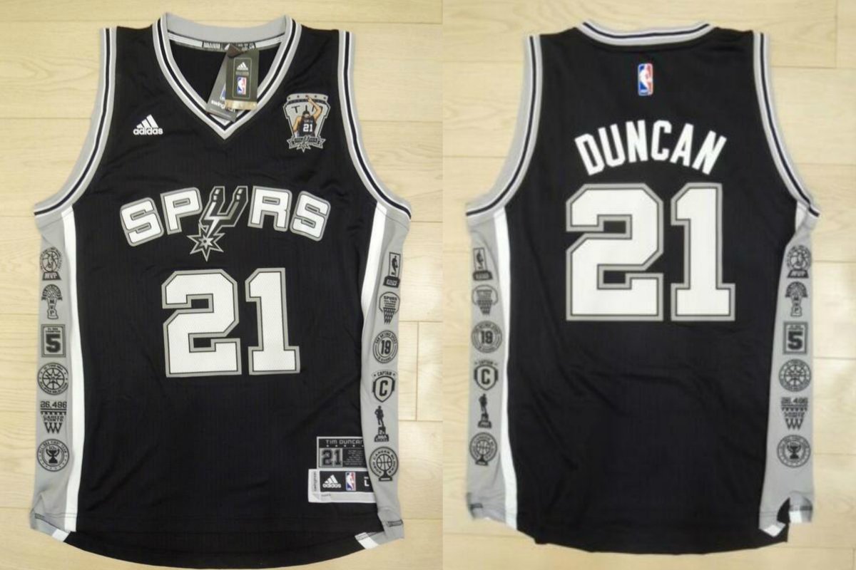 Men's San Antonio Spurs Tim Duncan Black Retired Edition Jersey Stitched