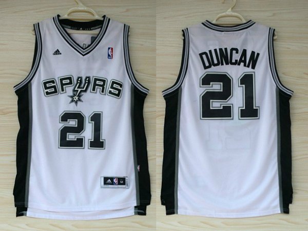 Men's San Antonio Spurs Tim Duncan White Throwback Basketball Jersey Embroidered