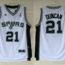 Men's San Antonio Spurs Tim Duncan White Throwback Basketball Jersey Embroidered