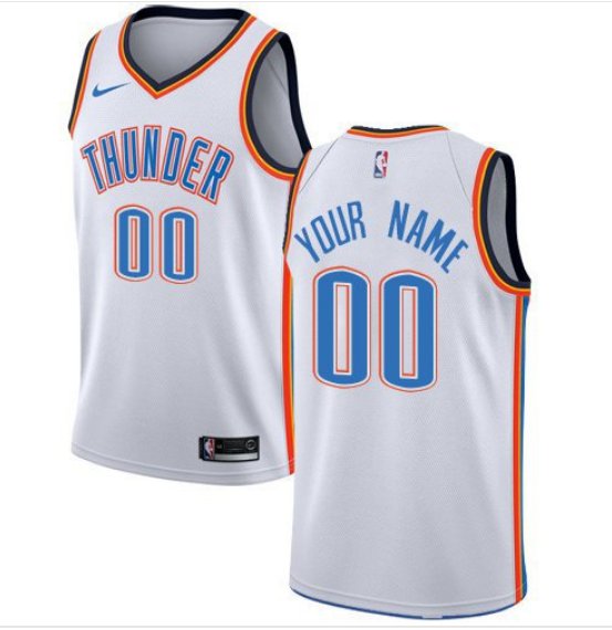 Men's Thunder Personalized Custom White Association Edition jersey