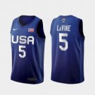 Men's USA Team #5 Zach LaVine Away Blue 2021 Tokyo Olympics Jersey