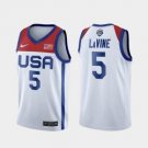 Men's USA Team #5 Zach LaVine Home White 2021 Tokyo Olympics Jersey