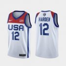 Men's USA Team #12 James Harden Home White 2021 Tokyo Olympics Jersey