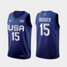 Men's USA Team #15 Devin Booker Away Blue 2021 Tokyo Olympics Jersey