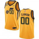 Men's Utah Jazz #00 Jordan Clarkson Gold Statement Edition With No.6 Patch Swingman Stitched Jersey