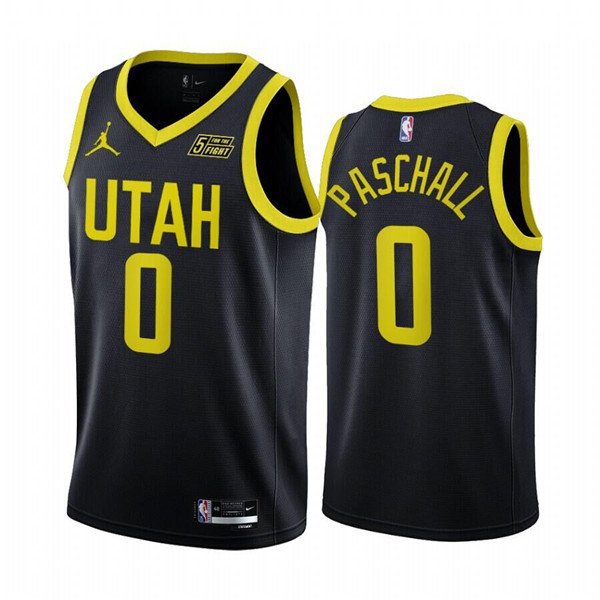 Men's Utah Jazz #0 Eric Paschall 202223 Black Statement Edition Stitched Basketball Jersey
