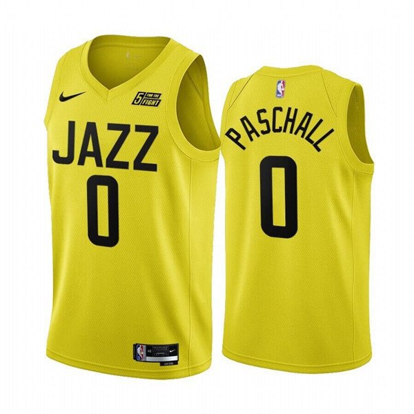 Men's Utah Jazz #0 Eric Paschall 202223 Yellow Icon Edition Stitched Basketball Jersey