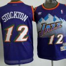 Men's Utah Jazz #12 John Stockton Purple Throwback Stitched Basketball Jersey