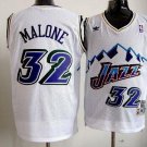 Men's Utah Jazz #32 Karl Malone White Throwback Stitched Basketball Jersey