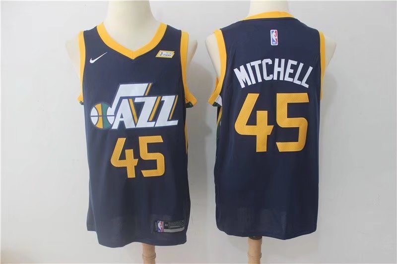 Men's Utah Jazz Donovan Mitchell Navy Basketball Jersey Embroidered